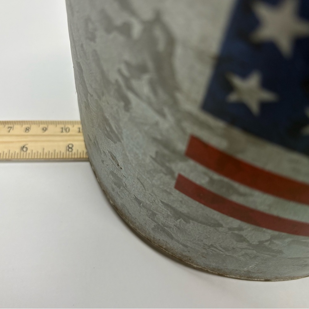 Patriotic Rare Vintage Style Galvanized Milk Can With American Flag 13.5”x 8.75” - Picture 7 of 13
